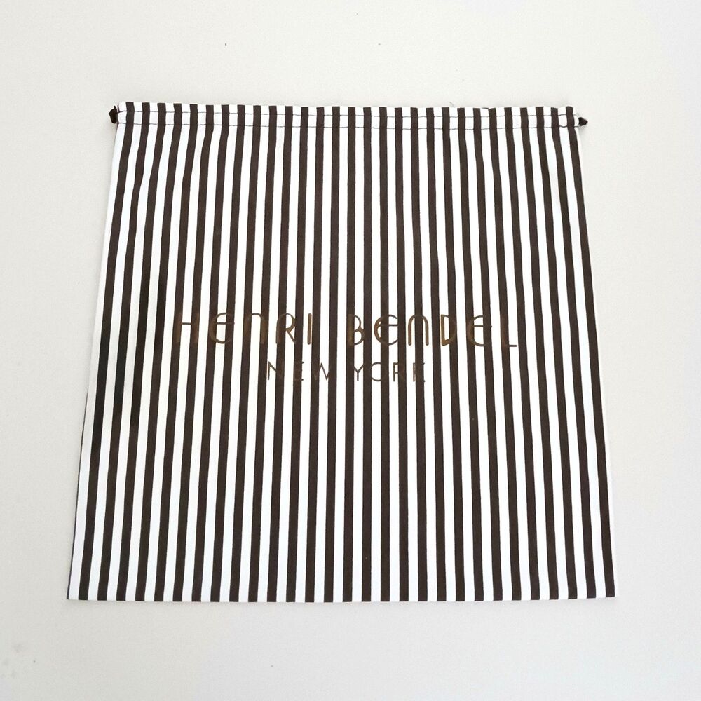 NEW Henri Bendel NY Lg Dustbag Iconic Brown/ Ivory Stripes Drawstring Top 23X22